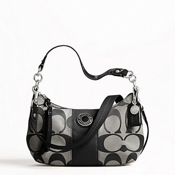 Coach Handbags - Coach Signature Stripe Demi Crossbody Shoulder Bag